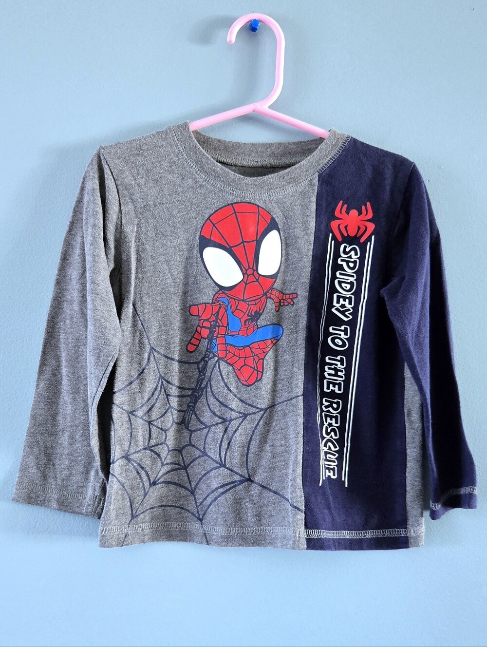 Kids Spider-Man Long Sleeve Shirt - Gray/Navy 4T